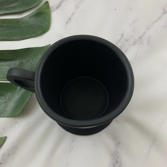 Anthropologie Monogram Retro Coffee Mug Letter Initial H Black Shave Style Cup - Picture 3 of 4